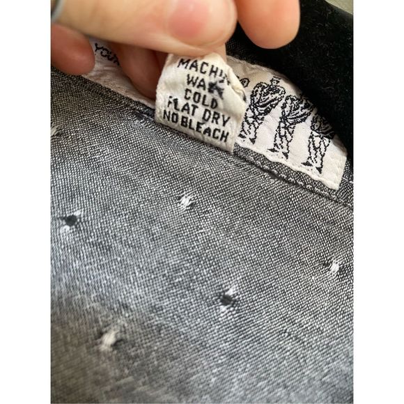 Shah Safari Gray Black Flecked Cotton Button-Up Shirt, Men's Size Large - Picture 3 of 6